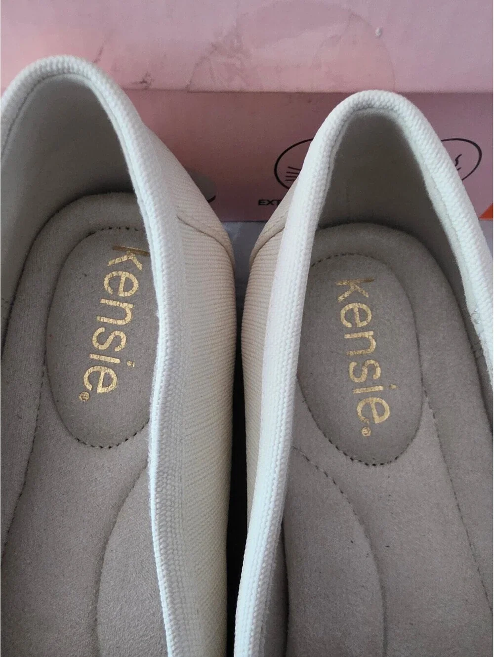 Kensie Yelena Cream Canvas Loafers Women's US 8.5 Comfortable Slip-On Shoes